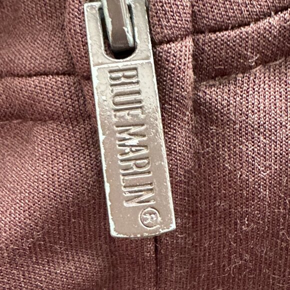 Vintage Blue Marlin SweatShirt Mens Medium Brown Full Zip Pockets Cotton Poly - Picture 6 of 10